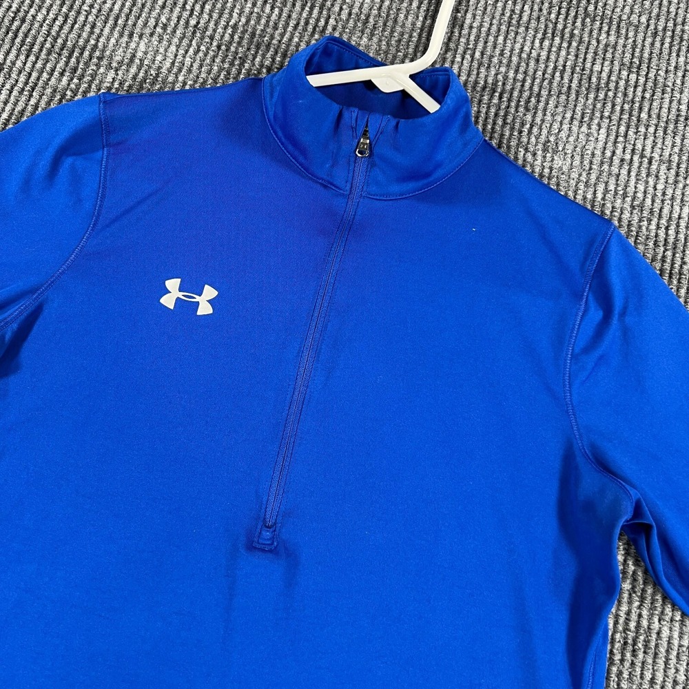 Under Armour Pullover Womens Small Blue Long Sleeve Loose Fit Heat Gear 1/4 Zip